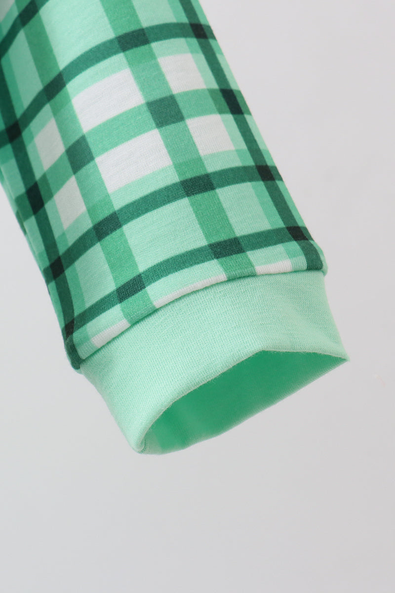 Green parade embroidery gingham romper