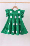 Green clover sequin ruffle tiered dress