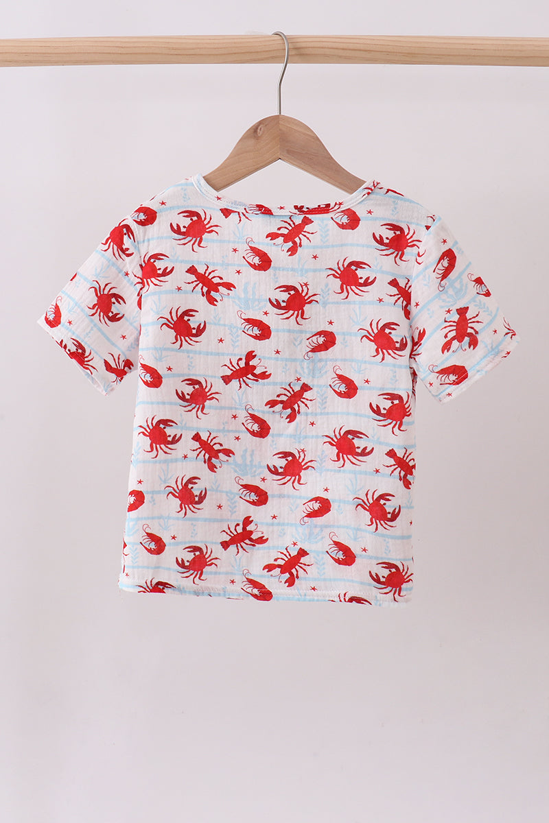 Lobster print muslin top