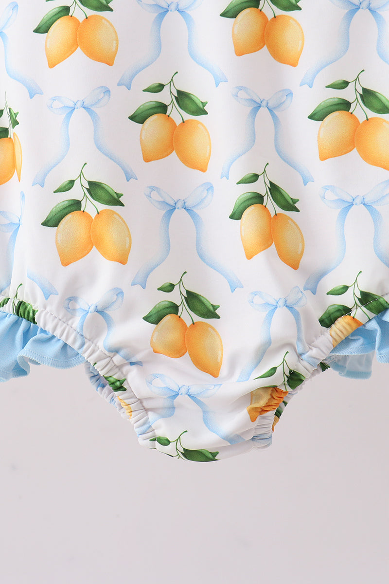 Blue bow lemon rashguard
