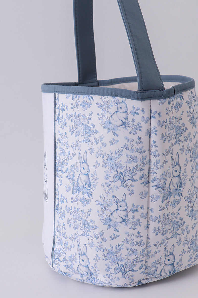 Blue bunny floral basket