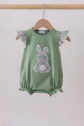 Sage bunny applique ruffle bubble