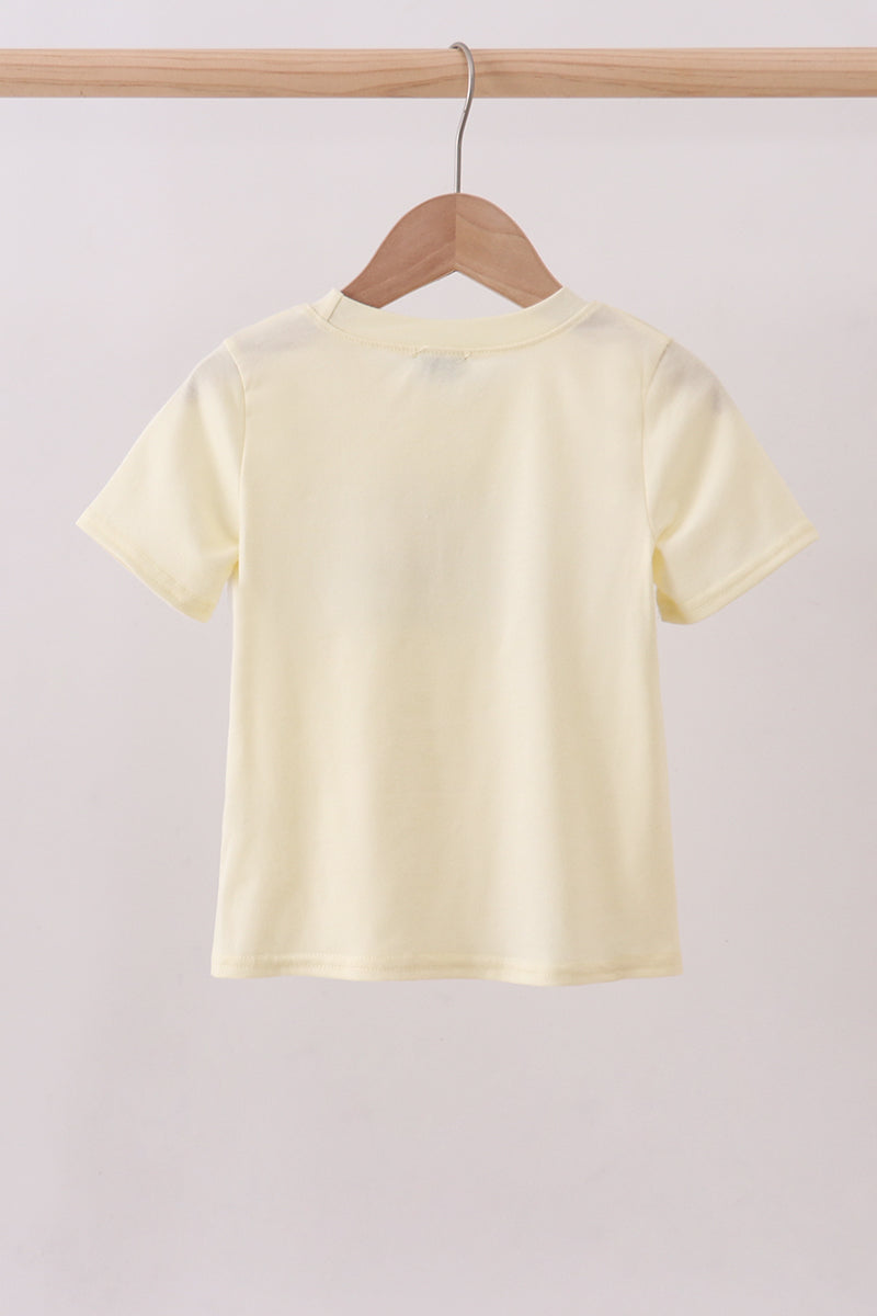 Yellow cross sheep embroidery top