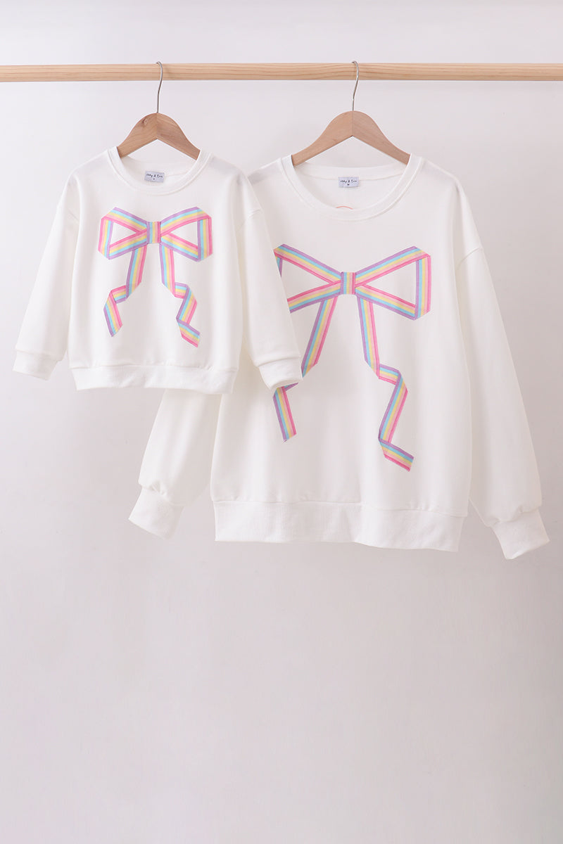 Cream hand-sewn bow mom&me sweatshirt