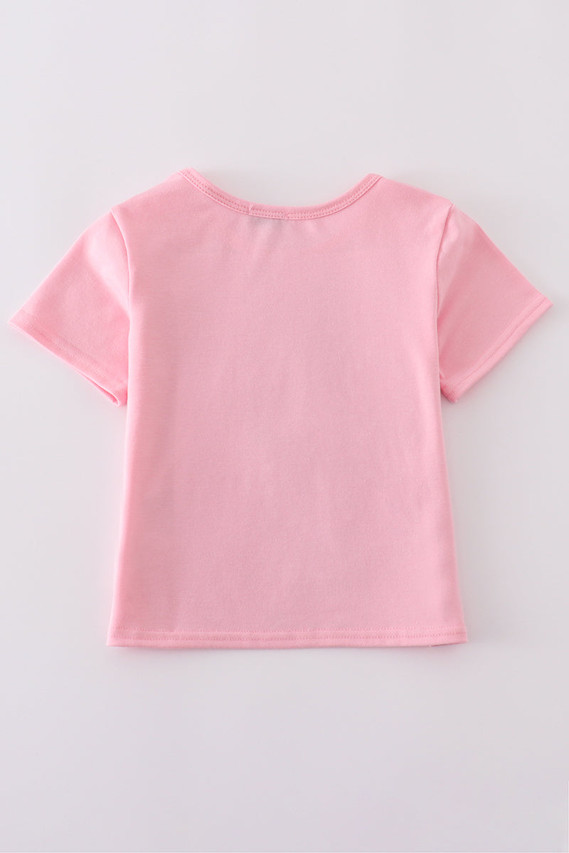 Pink bow sequin mom&me top