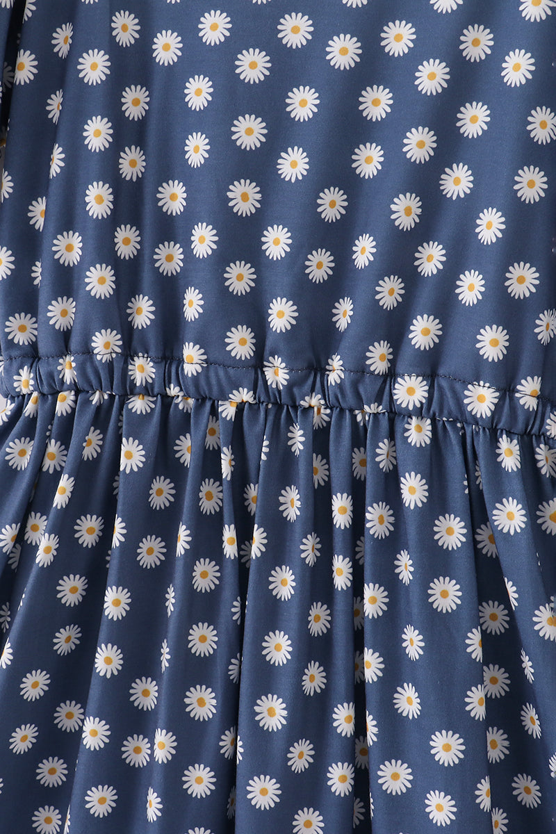 Navy daisy print mom dress