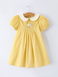Yellow Goose Embroidered Smocked Plaid Dress