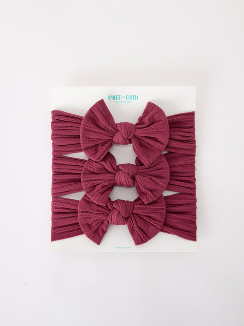 Baby Girl Bow Headband Same Color 3 Piece Set
