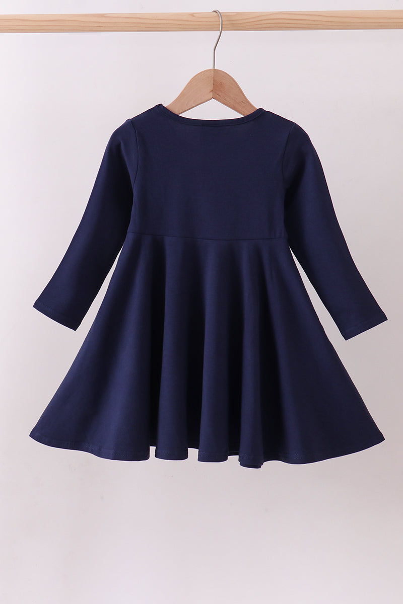 Premium Navy Auburn  tiger applique dress
