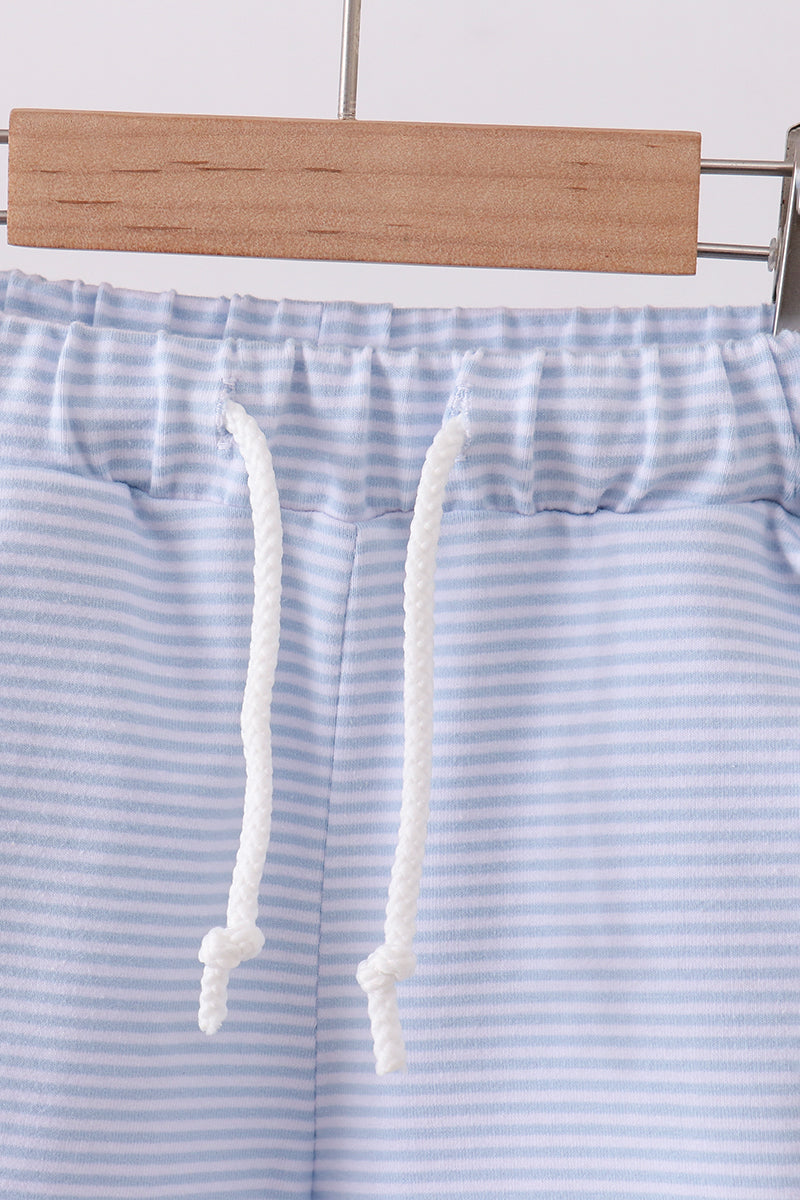 Premium Blue&white stripe drawstring shorts