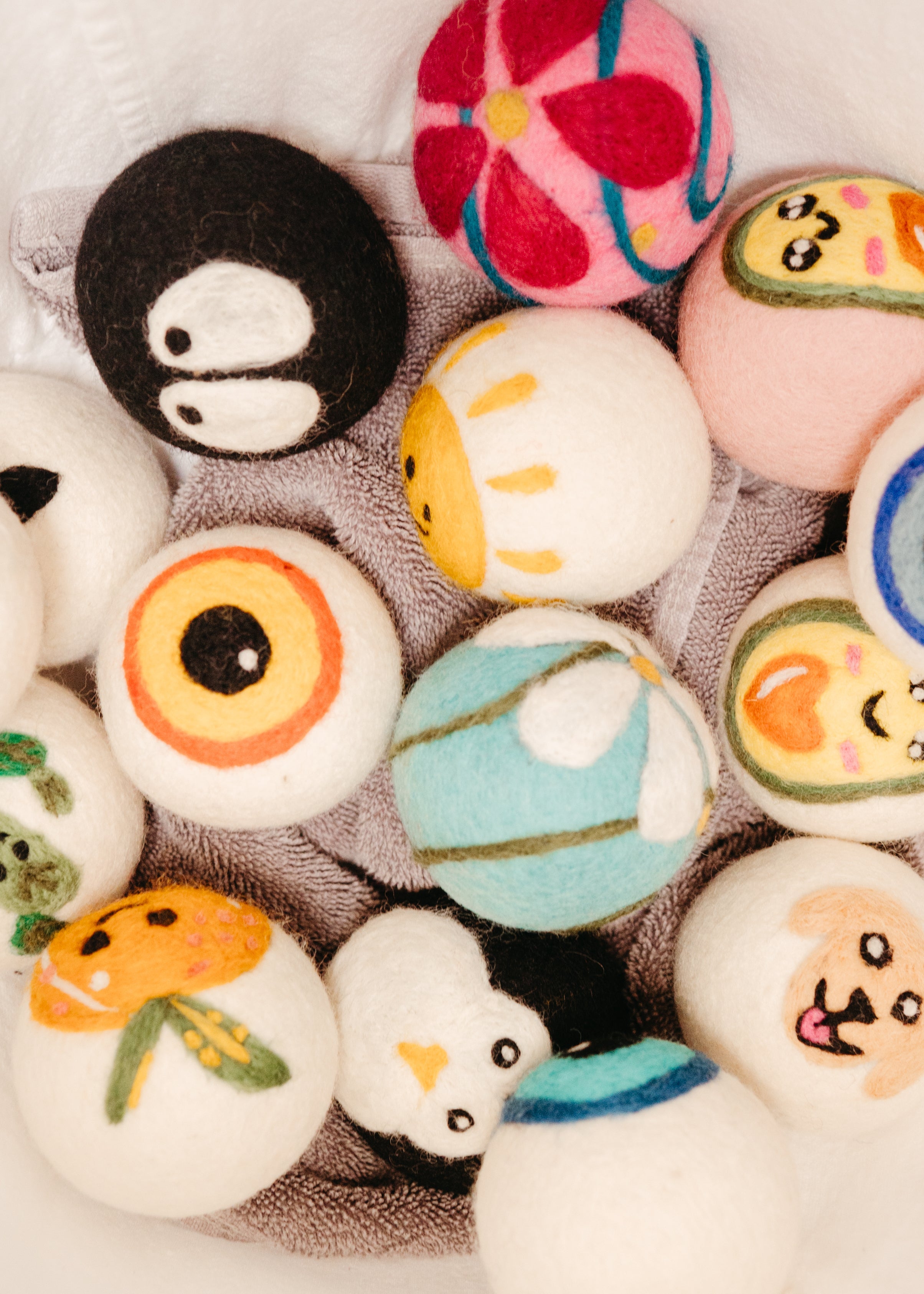 Organic Wool Dryer Balls--Rainbow Brite