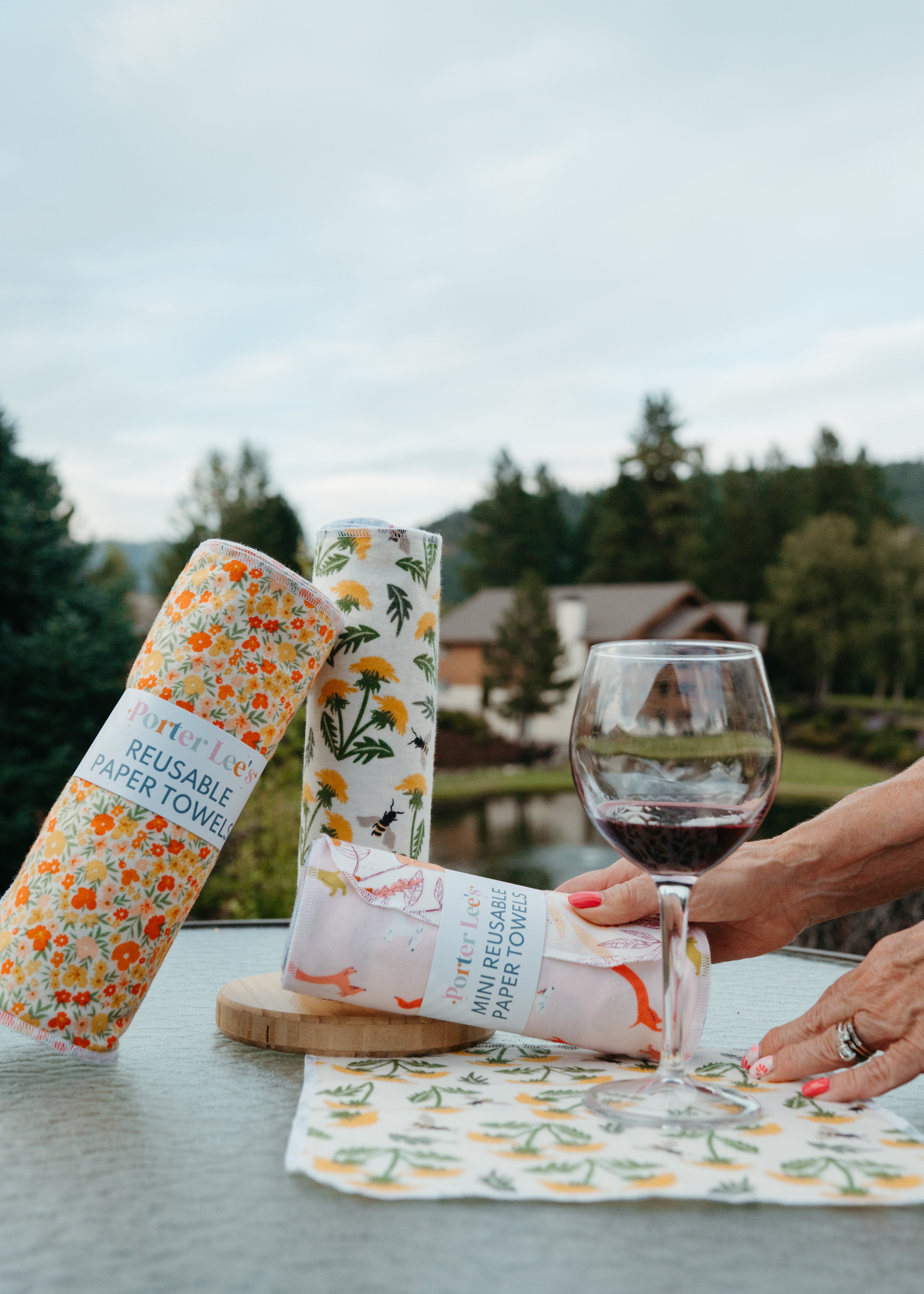 Reusable Paper Towels--Retro Golden Florals
