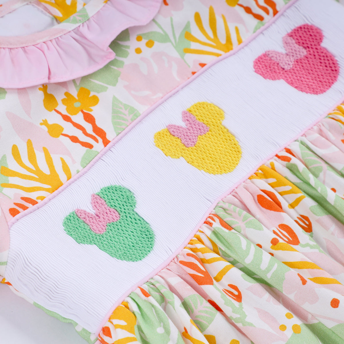 Sweet island character hand smocked ruffle pants set