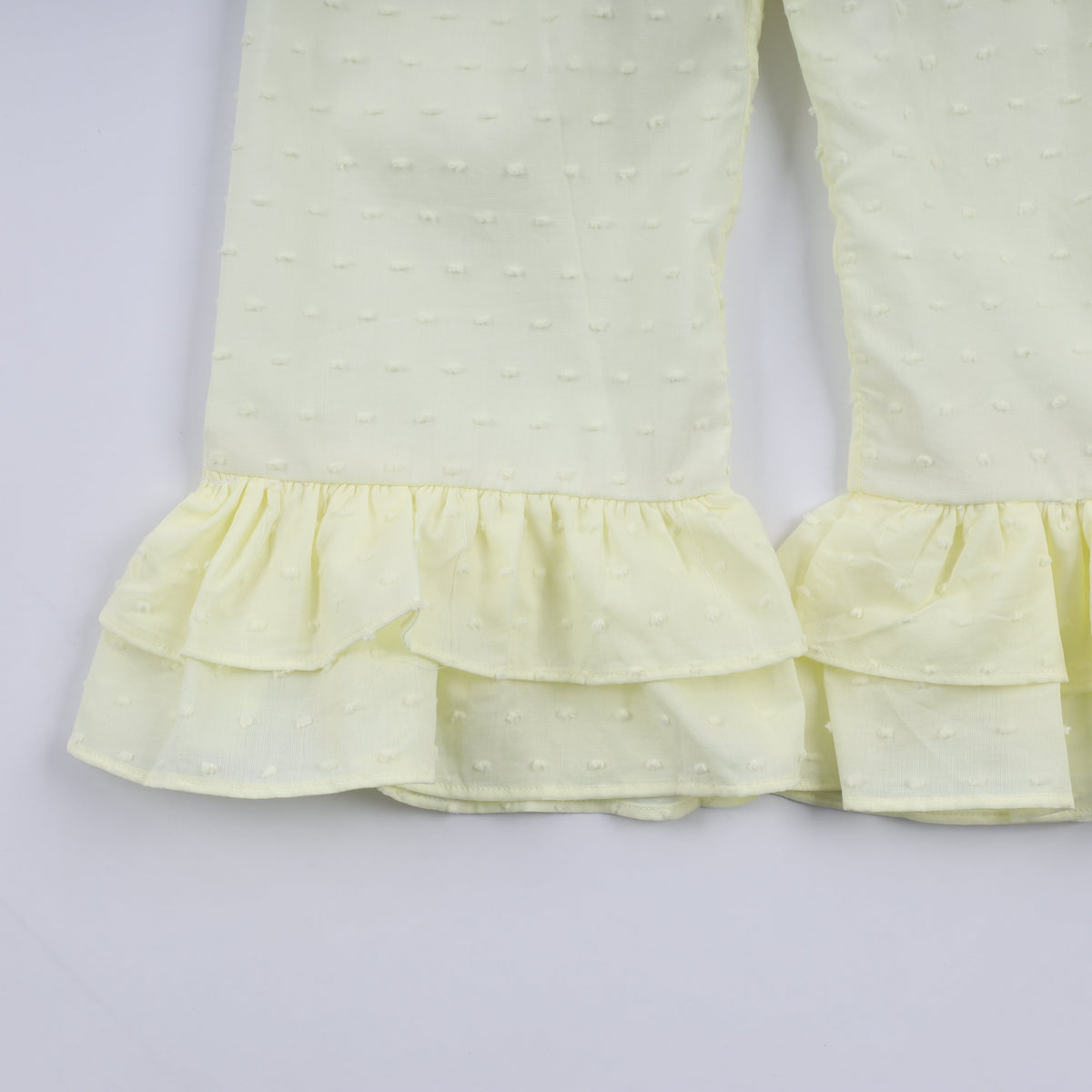 Mustard character hand smocked ruffle pants set