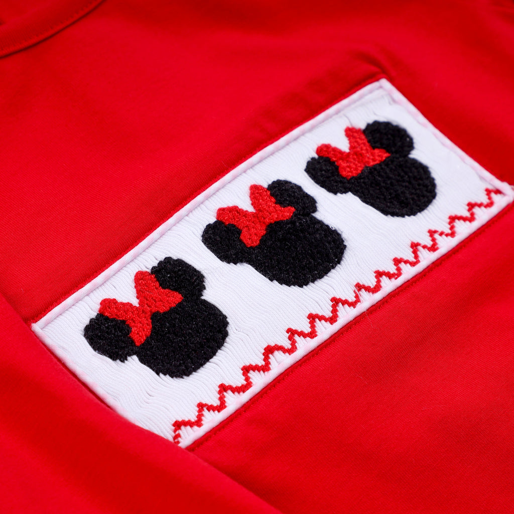 Red character hand smocked bubble