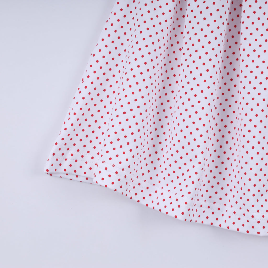 Red gingerbread hand smocked ruffle pants set