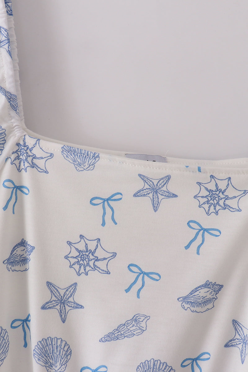 Blue seashell bow mom&me dress