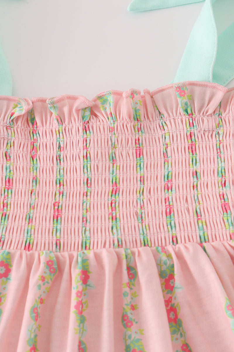 Pink floral smocked mom&me dress