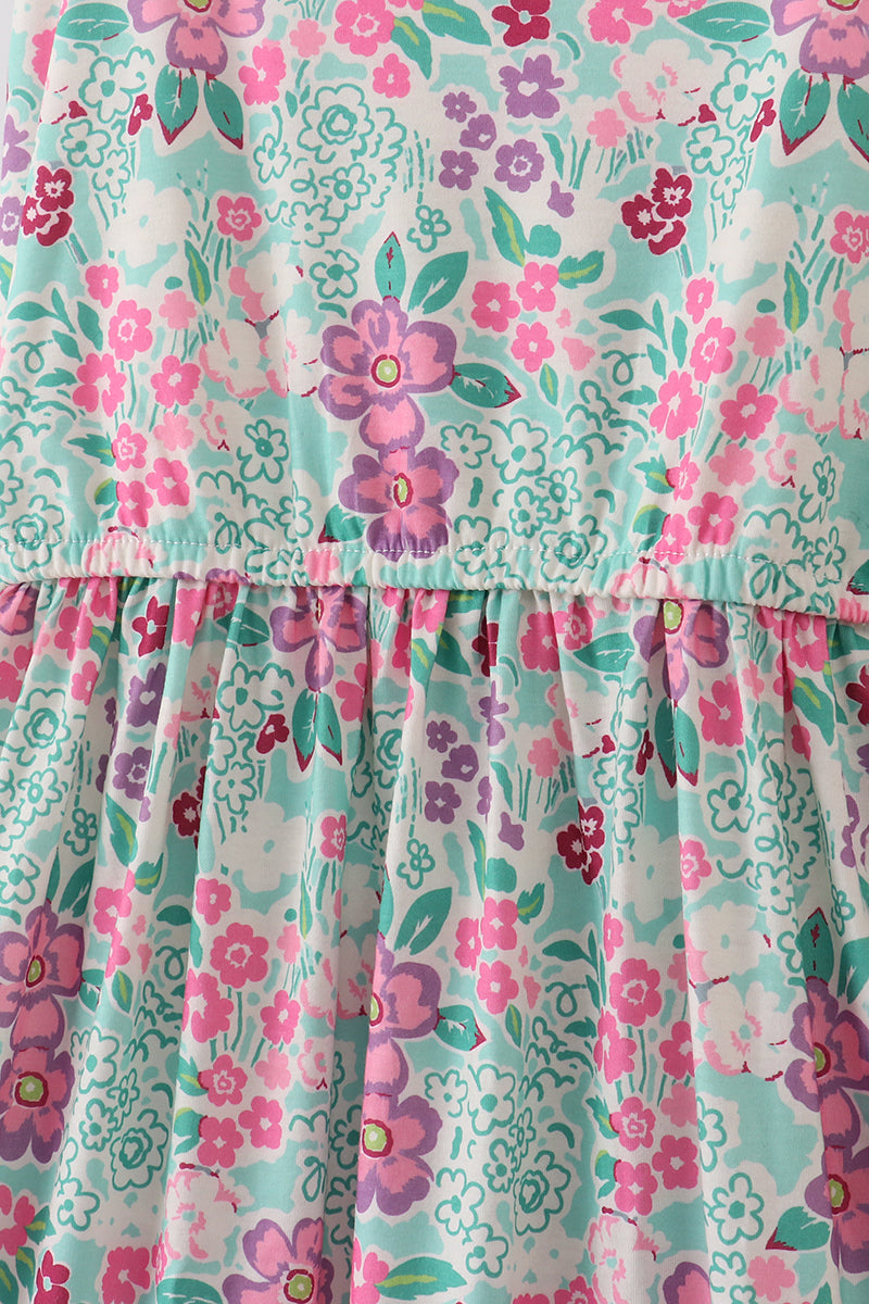 Green dream garden tiered mom dress