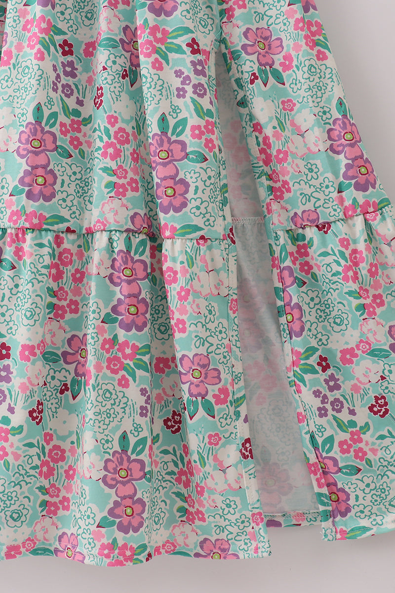 Green dream garden tiered mom dress