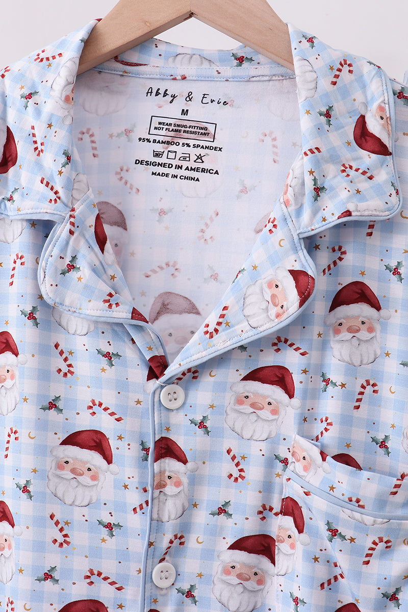 Blue santa claus bamboo dad pajamas set