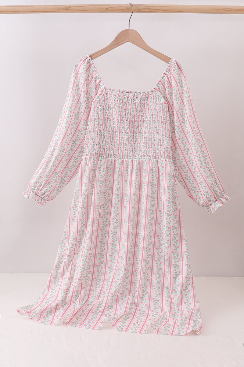 Floral tulip smocked mom dress