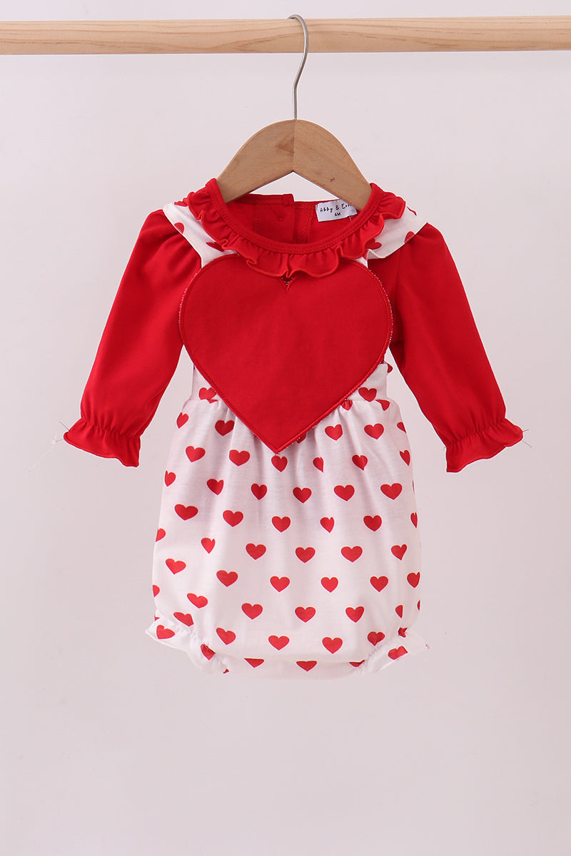 Red heart applique bubble set