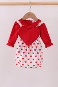 Red heart applique bubble set