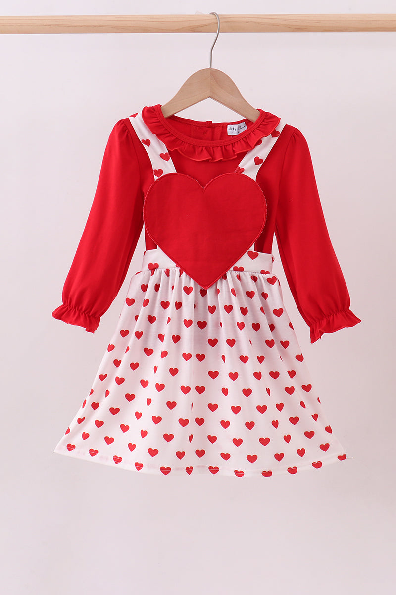 Red heart applique ruffle 2pc set