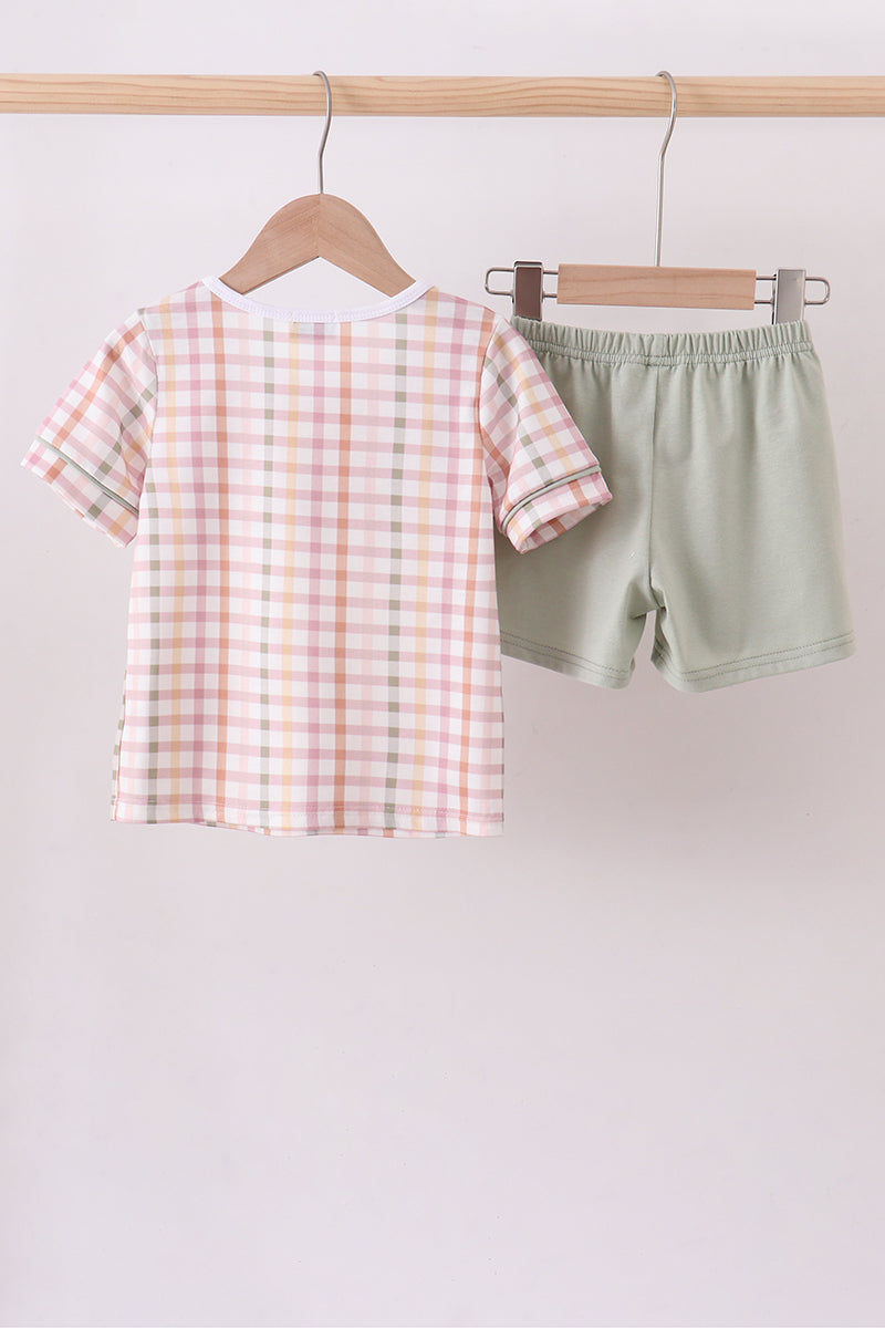 Lawb of god applique plaid shorts set
