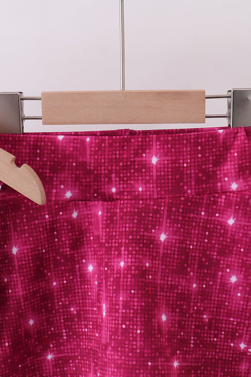 Wine red glitter skort set
