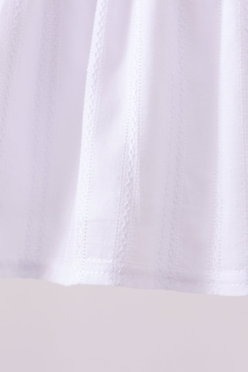 White smocked jacquard bloomer set