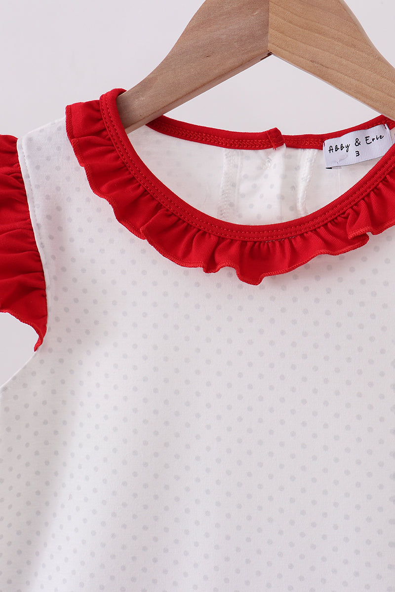 Red star applique ruffle dress
