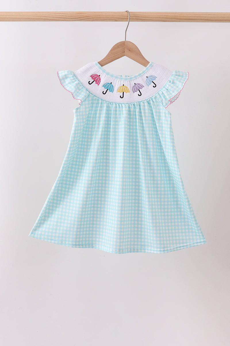 Blue Umbrella Smocked Dress
