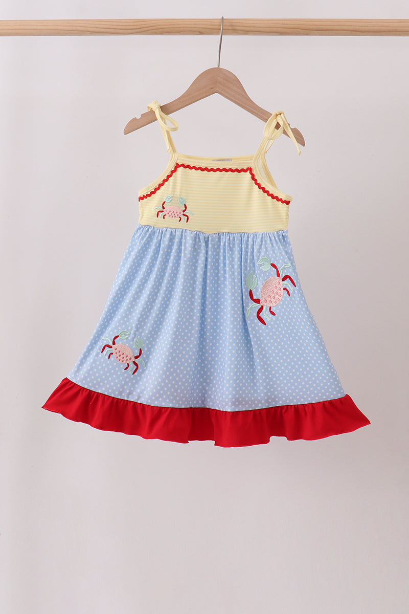 Blue Crab Applique Dress