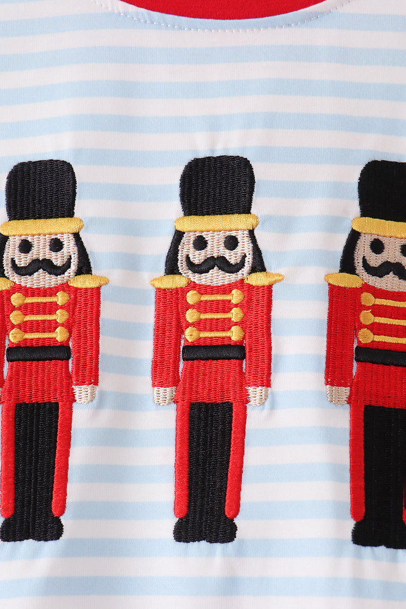 Blue Stripe Nutcracker Embroidery Pants Set