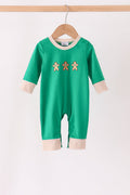 Green Gingerbread Embroidery Romper