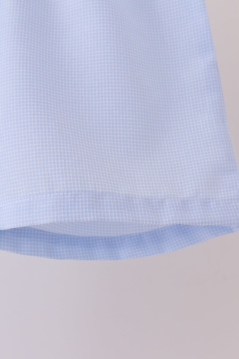 Blue turkey embroidery shorts set