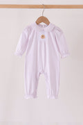 Pink dot turkey embroidery ruffle romper