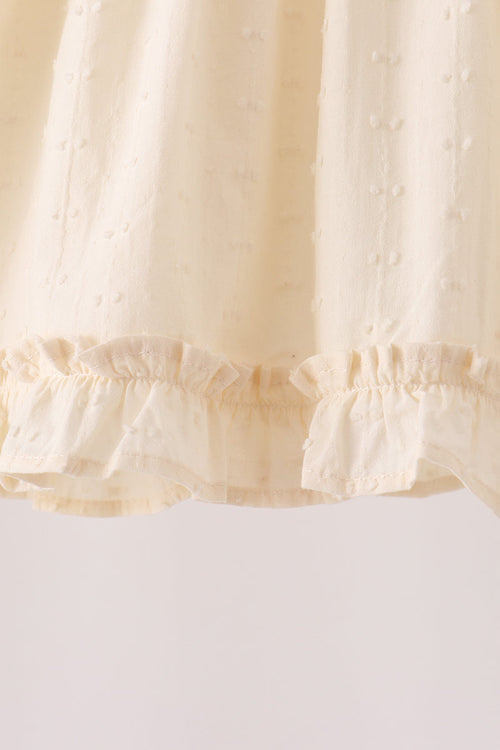 Beige turkey embroidery ruffle pants set
