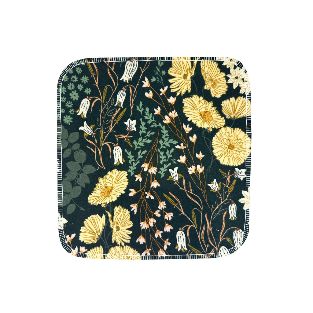 Reusable Paper Towels--Bluebells & Buttercups on Emerald Green