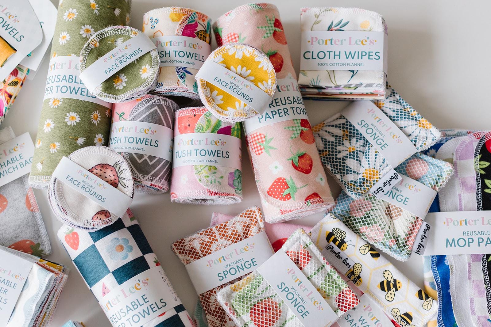 Reusable Paper Towels--Bloemenzee Rose