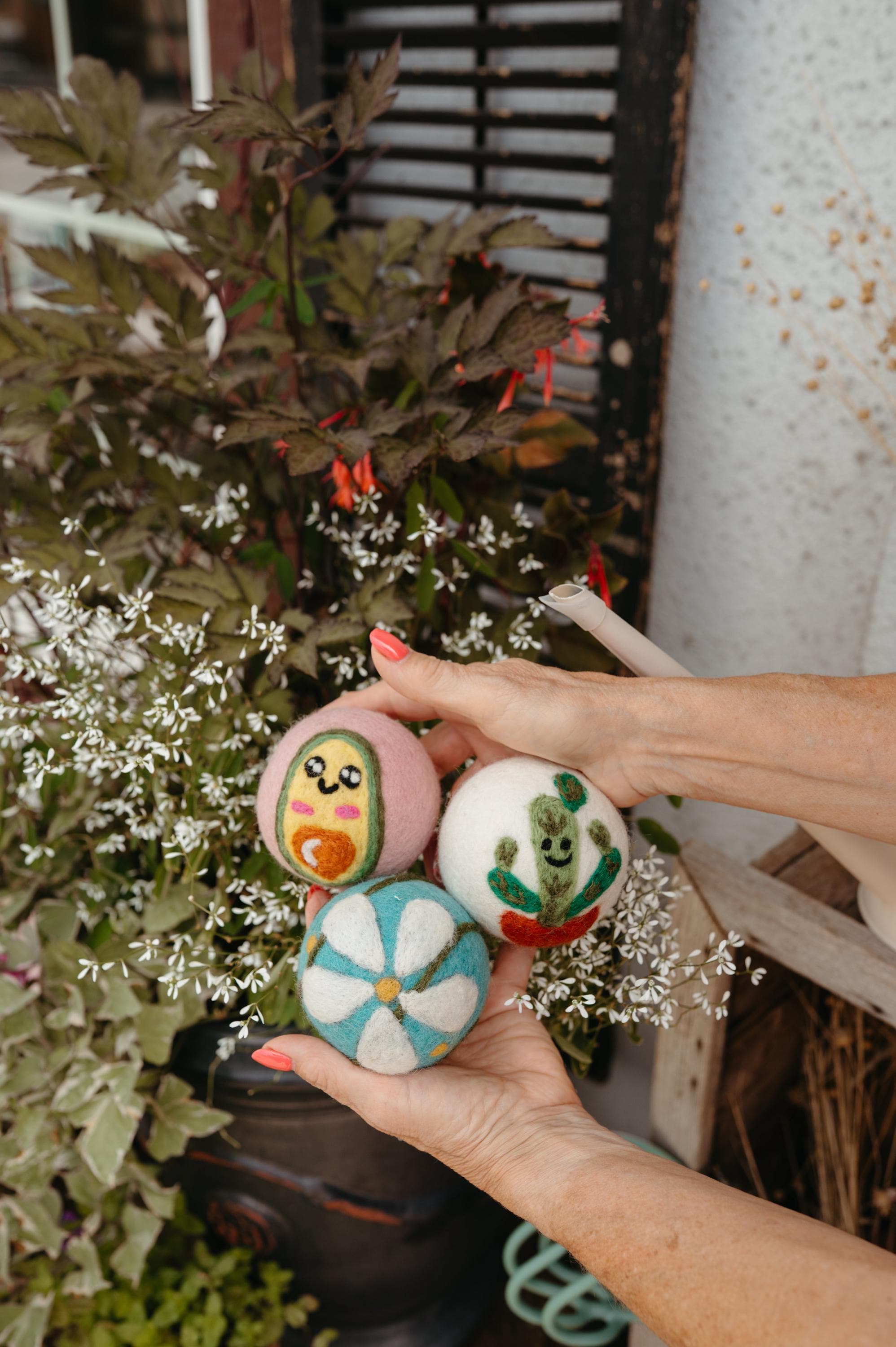 Organic Wool Dryer Balls--Whimsical Watermelon